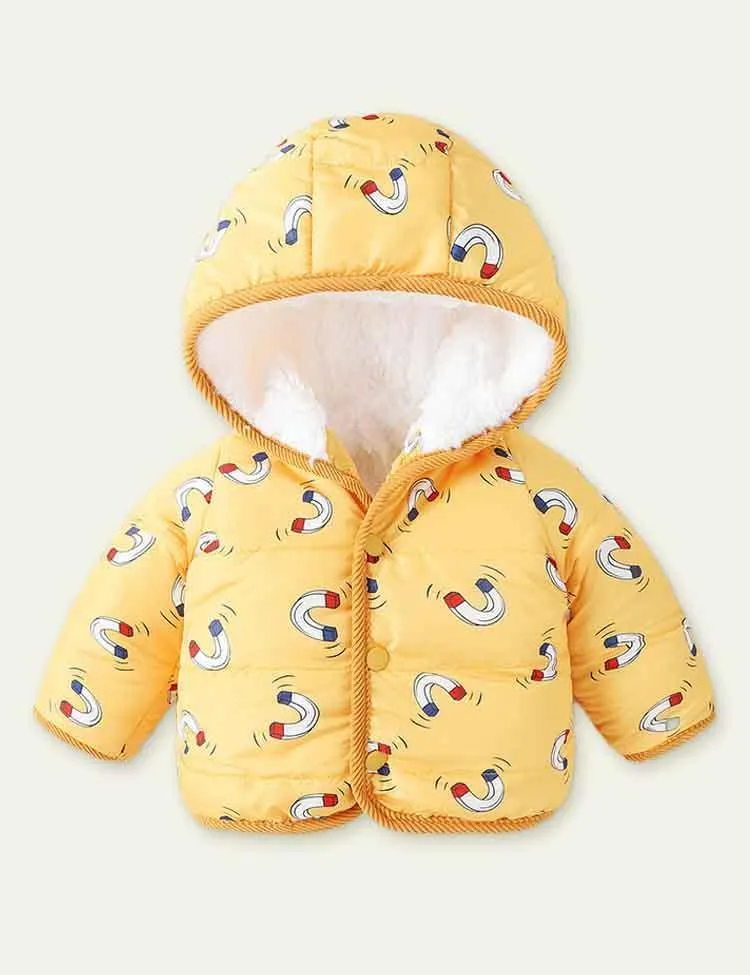 Printing plus Velvet Cotton-Padded Jacket - Image 6