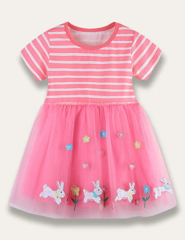 Rabbit Appliqué Tulle Dress