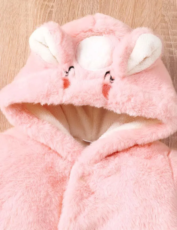 Rabbit Embroidery Fleece Hooded Jacket - Image 2