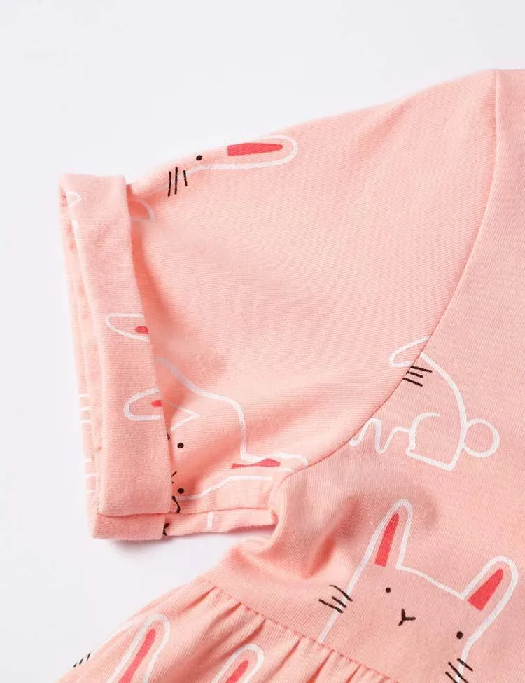 Rabbit Print Short Sleeve Dress - Image 3