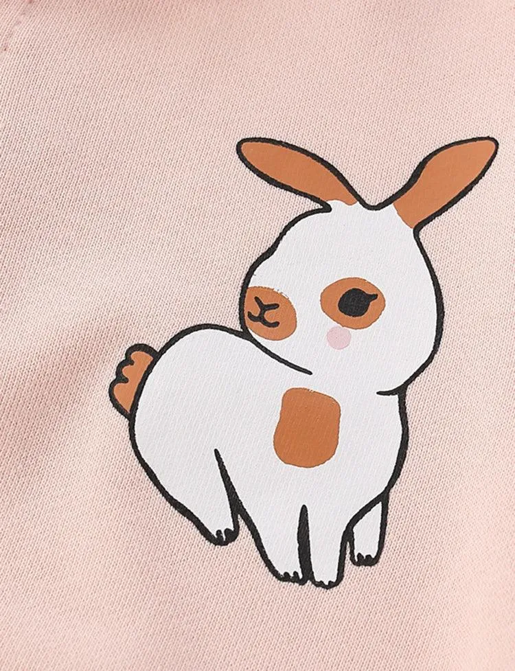 Rabbit Printed Zipper Hooded Coat - Image 2