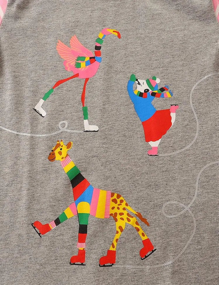 Rainbow Animal Friends Printed Long Sleeve T-shirt - Image 2
