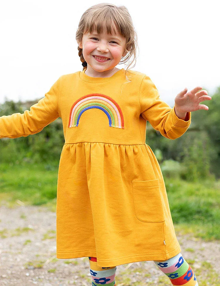 Rainbow Embroidered Pocket Long Sleeve Dress - Image 3