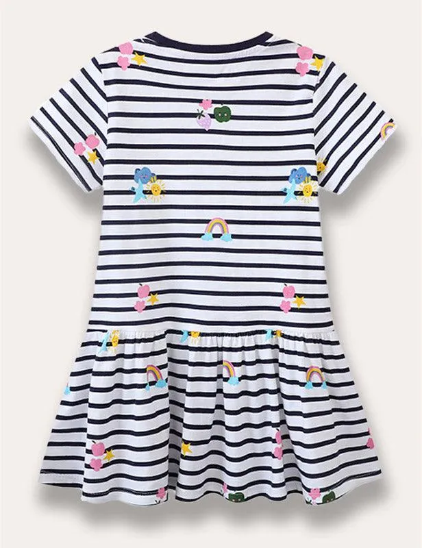Rainbow Fruit Printed Striped Dress - Image 2