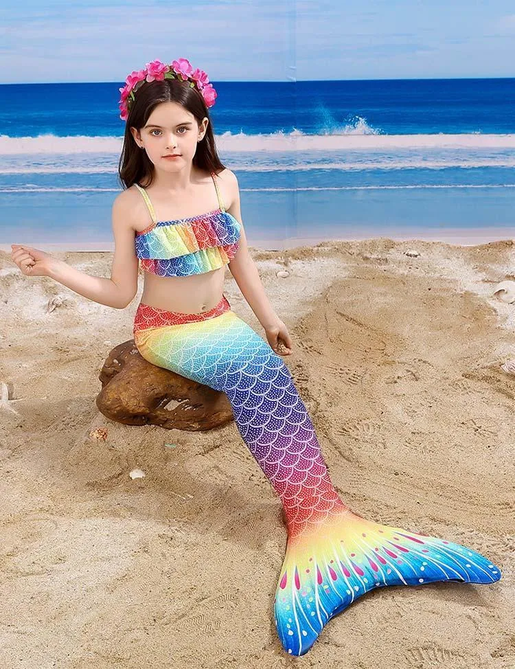 Rainbow Mermaid Tail Swimsuit Set - Image 2