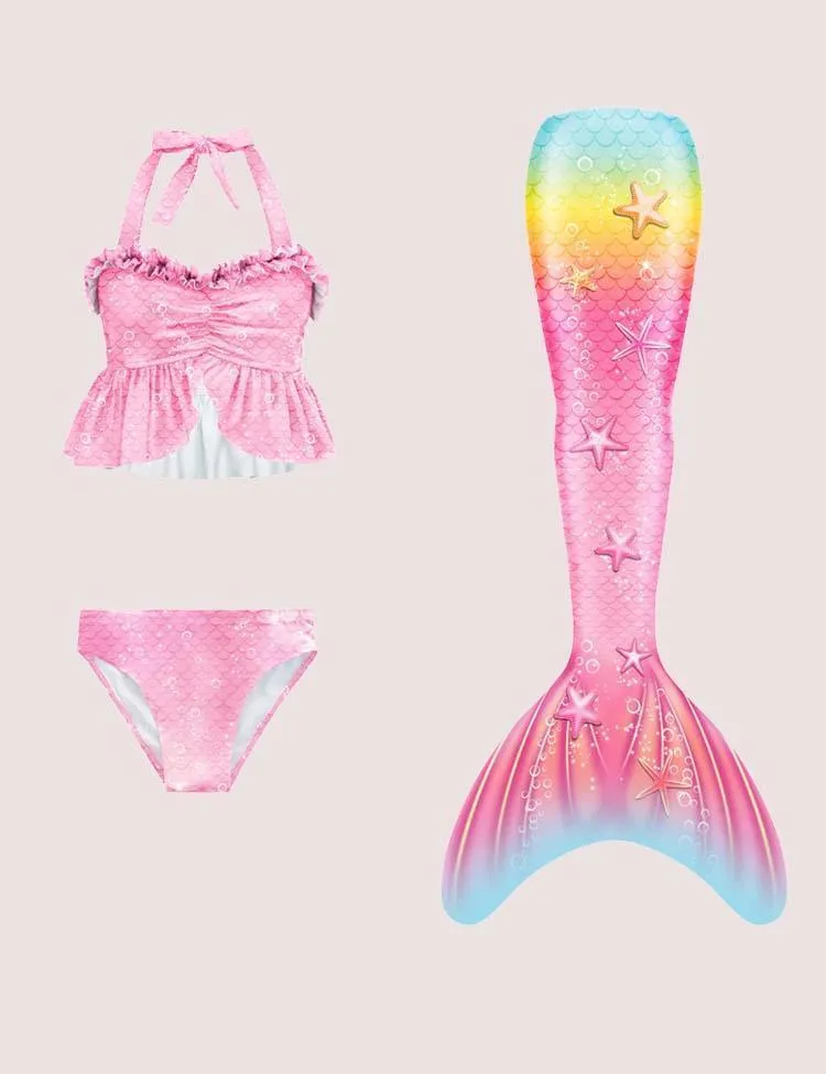 Rainbow Mermaid Tail Swimsuit Set - Image 3