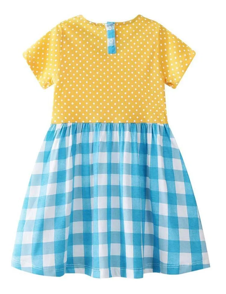 Rainbow Plaid Appliqué Dress - Image 3