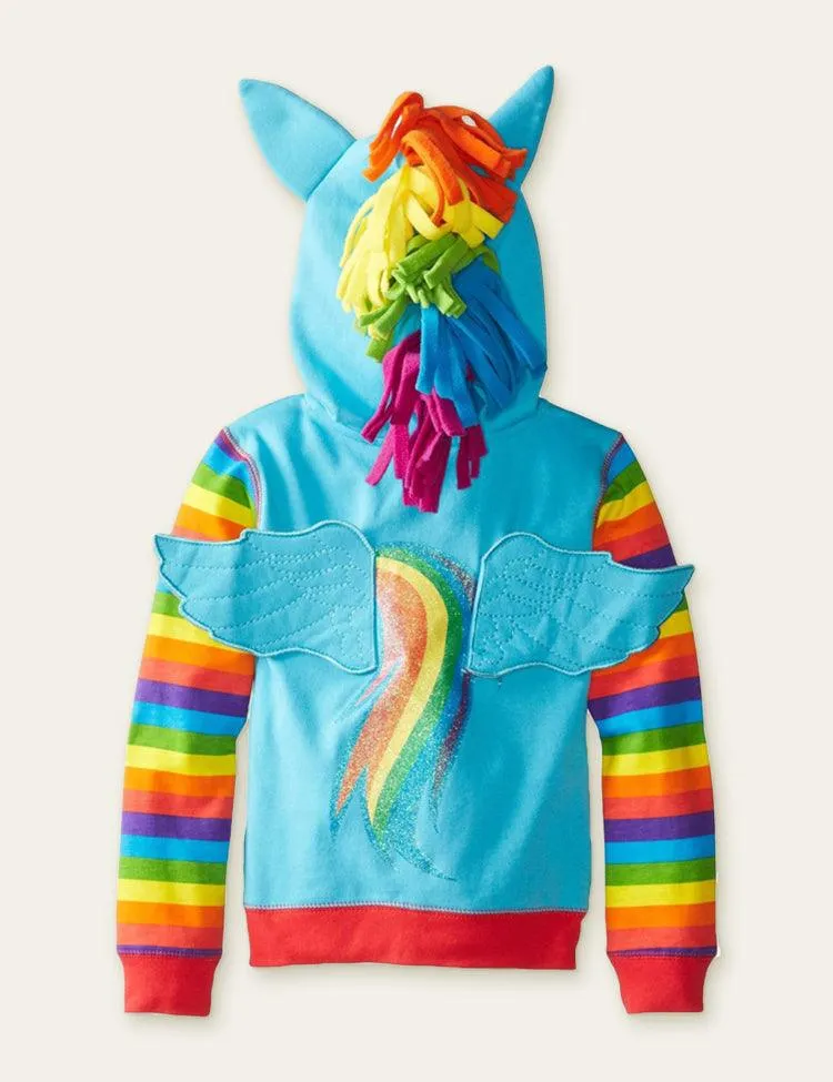 Rainbow Unicorn Wings Hooded Zip Jacket - Image 5