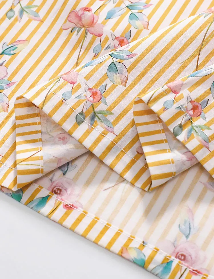 Rose Printed Striped Dress - Image 5