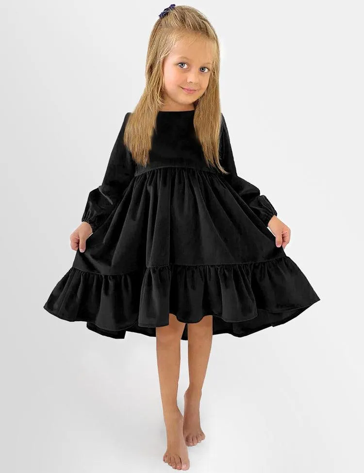 Ruffled Long Sleeve Velvet Dress - Image 2