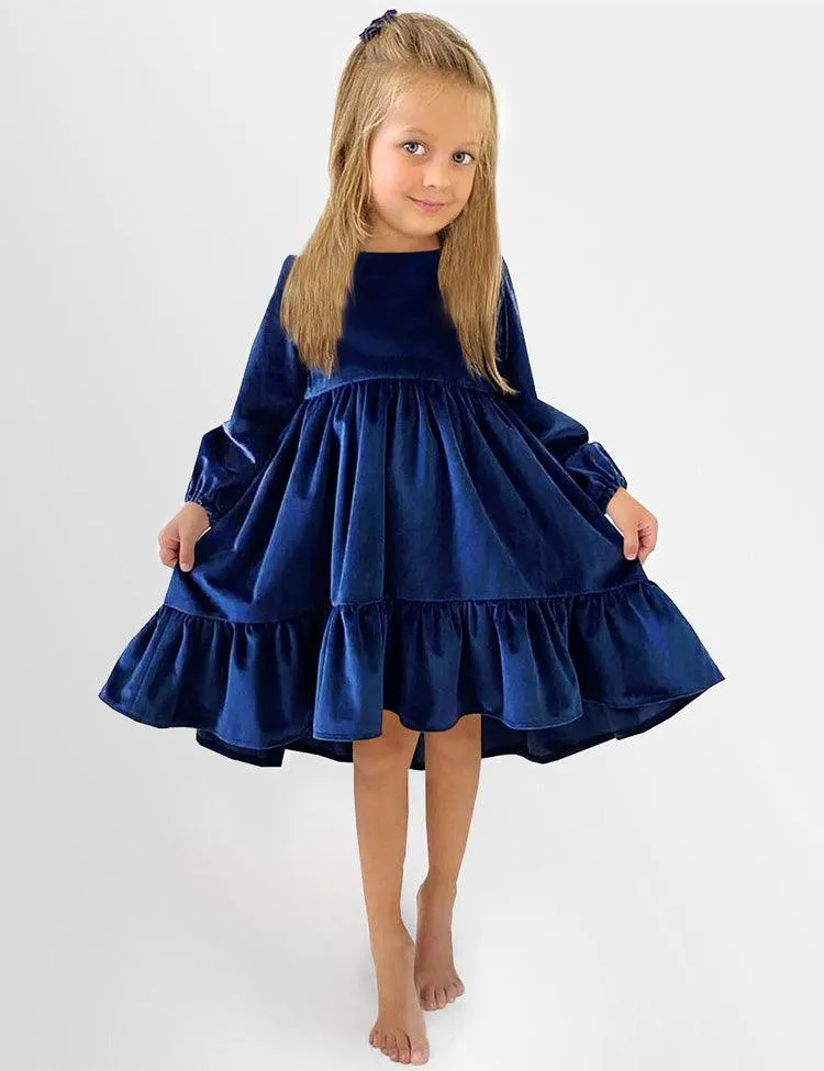 Ruffled Long Sleeve Velvet Dress - Image 3