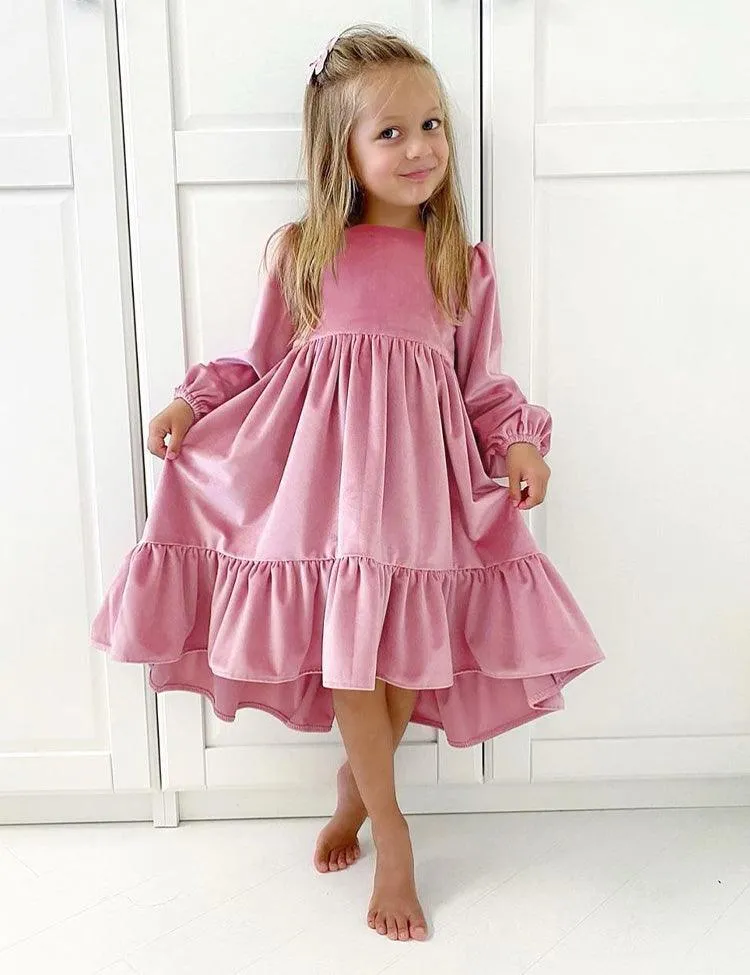Ruffled Long Sleeve Velvet Dress - Image 4