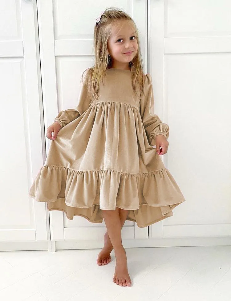 Ruffled Long Sleeve Velvet Dress - Image 5