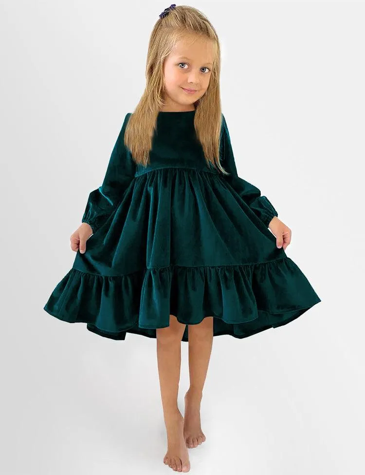 Ruffled Long Sleeve Velvet Dress - Image 6
