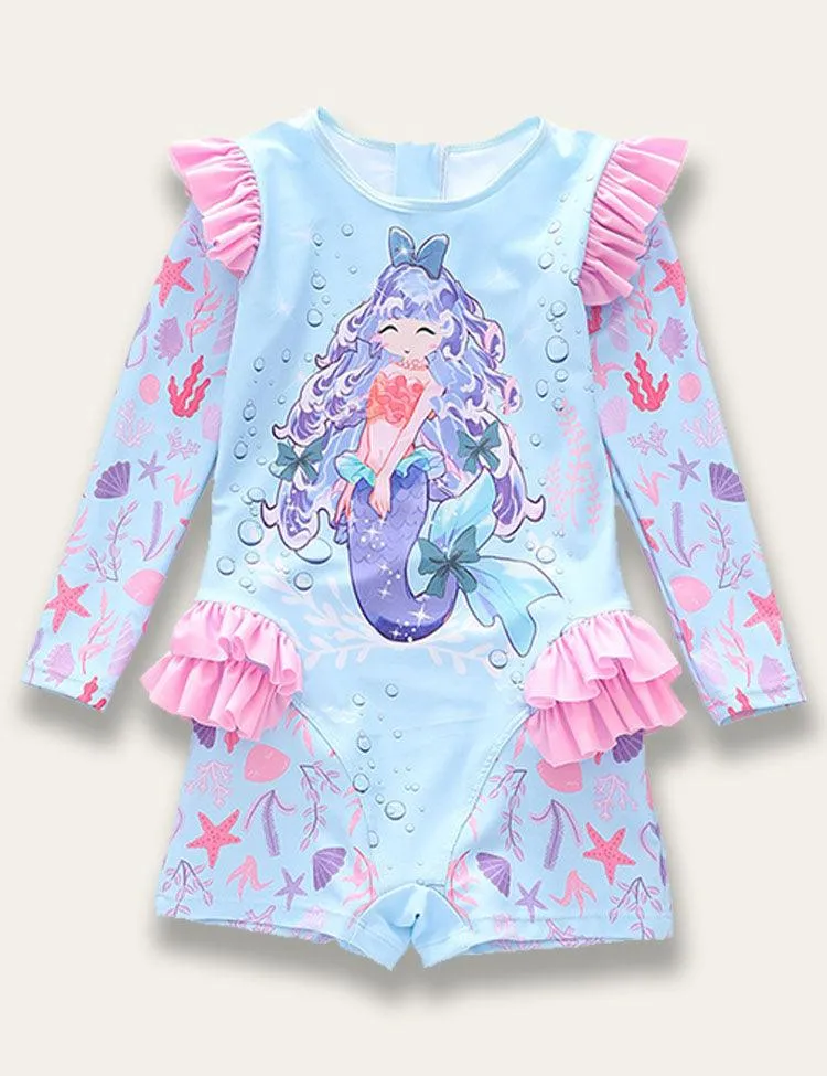 Ruffled Mermaid Print Swimsuit - Image 5