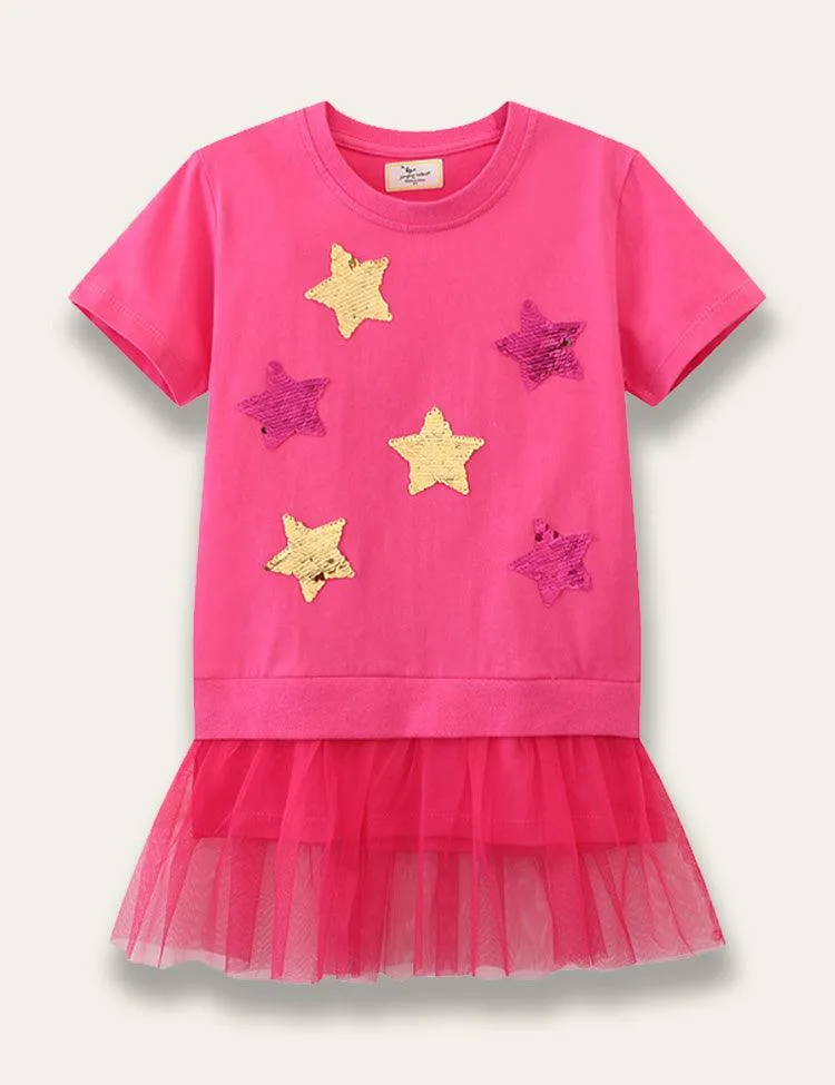 Sequin Embroidered Tulle Dress