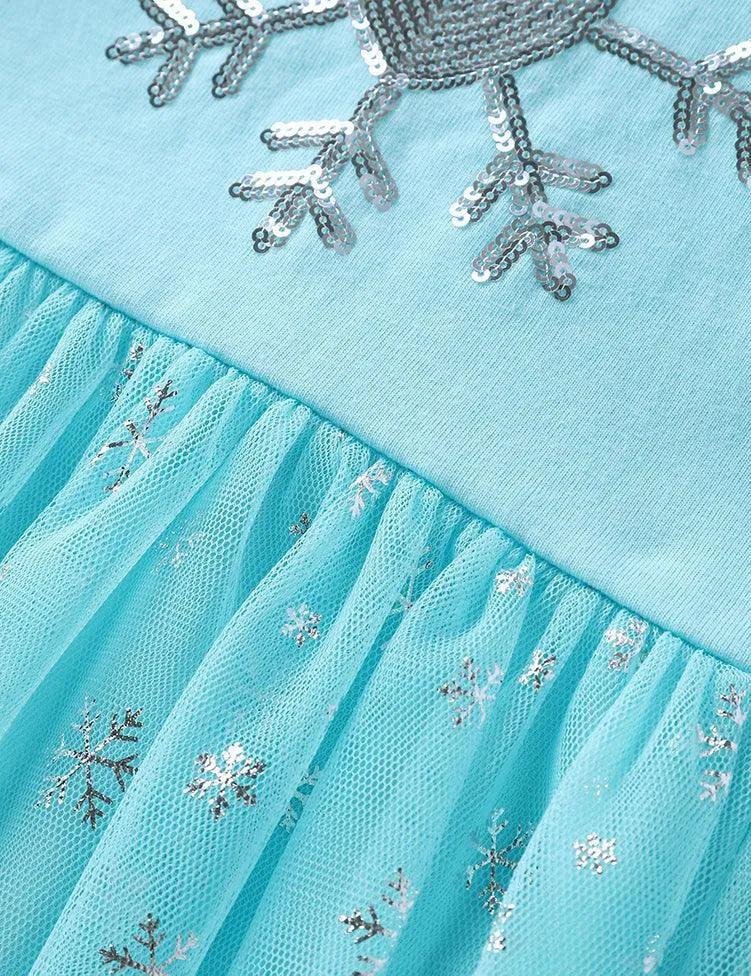 Sequined Snow Mesh Long Sleeve Dress - Image 3