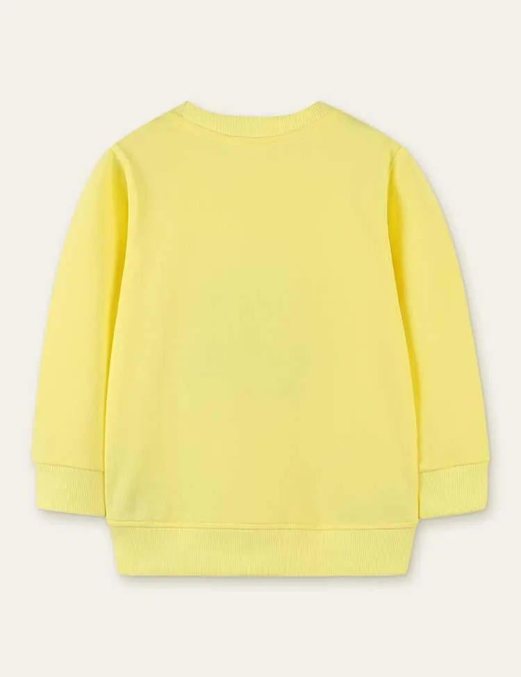 Shy Rabbit Appliqué Carrot Embroidered Sweatshirt - Image 3