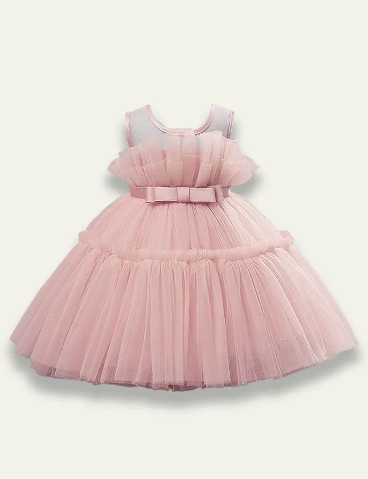 Sleeveless Bow Mesh Party Dress - Image 2