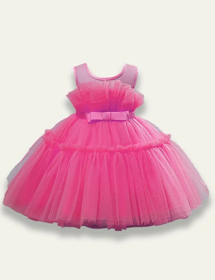 Sleeveless Bow Mesh Party Dress - Image 3