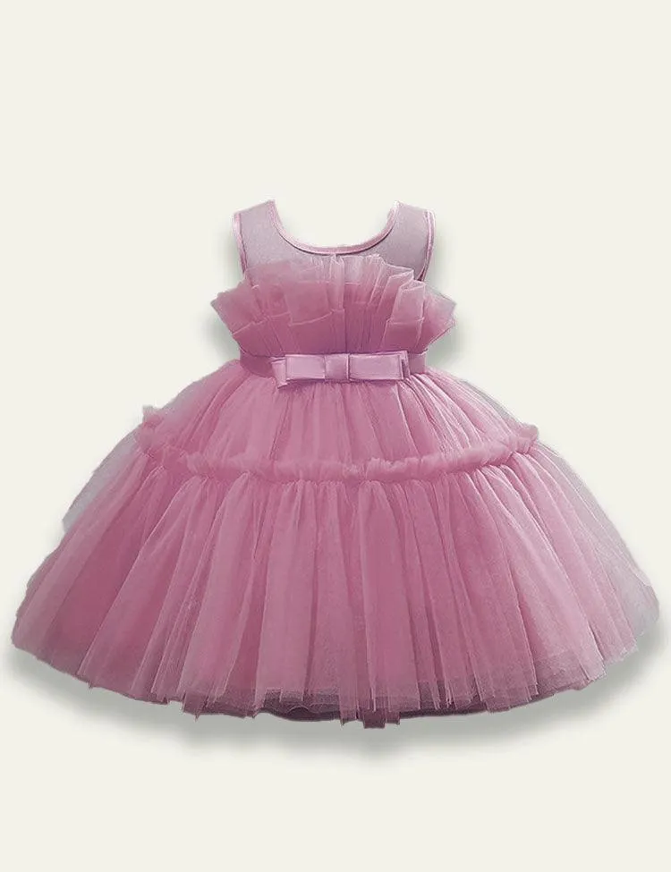 Sleeveless Bow Mesh Party Dress - Image 5
