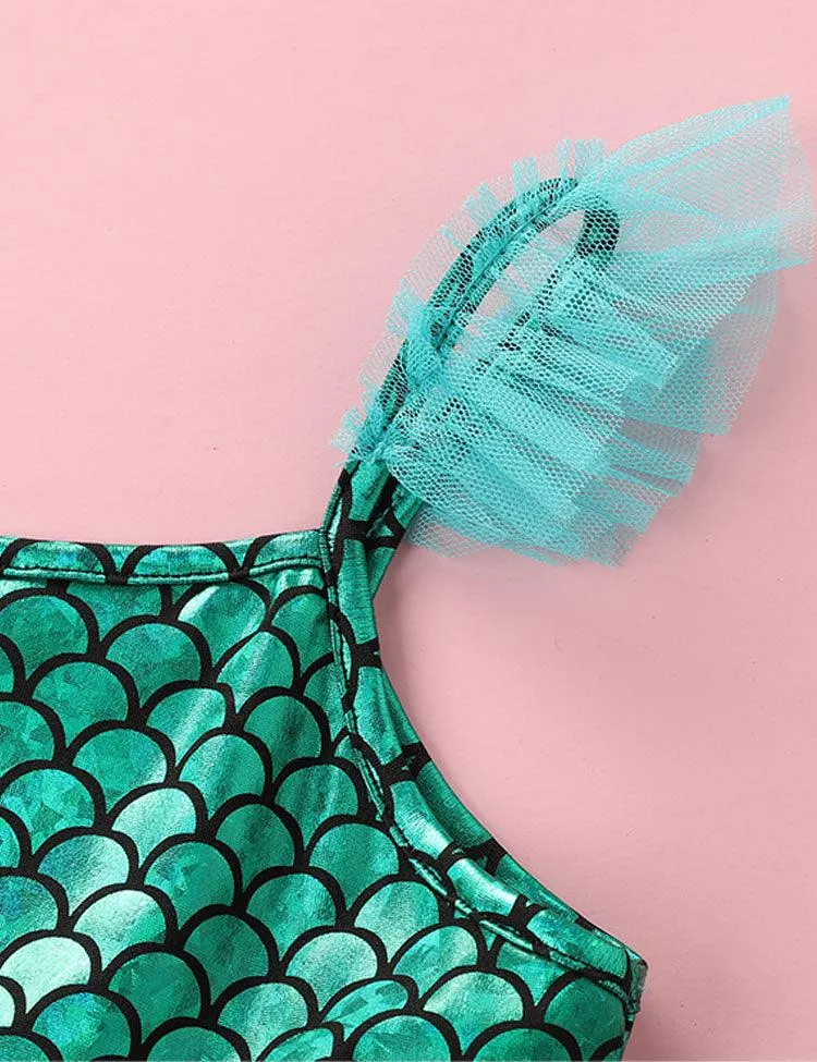 Sleeveless Mermaid Fish Scale Gauze Dress - Image 4