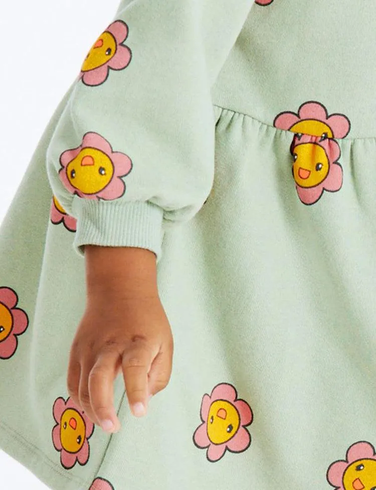 Smiling Flower Printed Long Sleeve Dress - Image 3