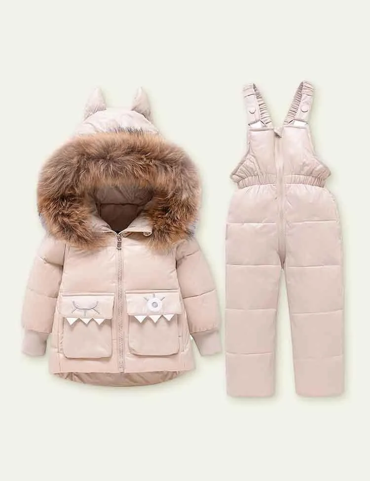 Solid Color Glossy down Jacket Suit
