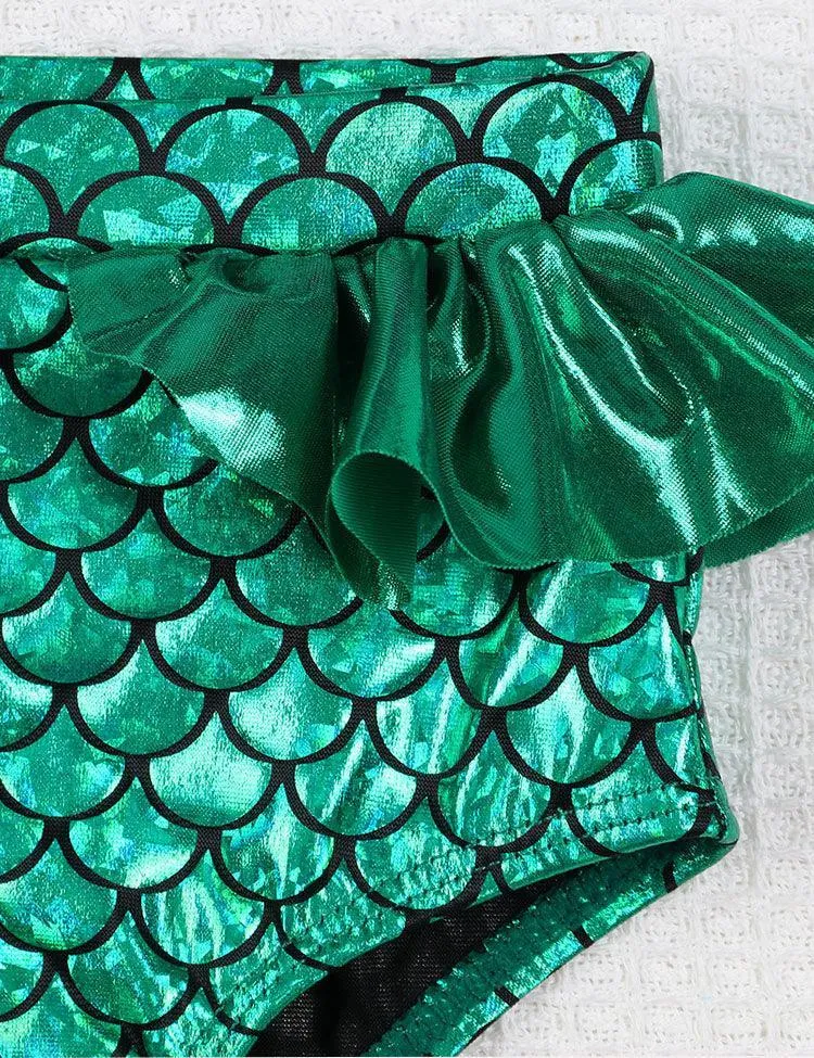Split Swimsuit with Golden Scales and Flounces - Image 3