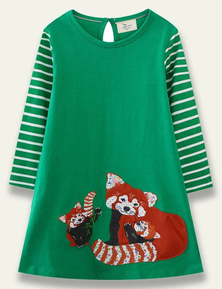 Red Panda Long Sleeve Dress