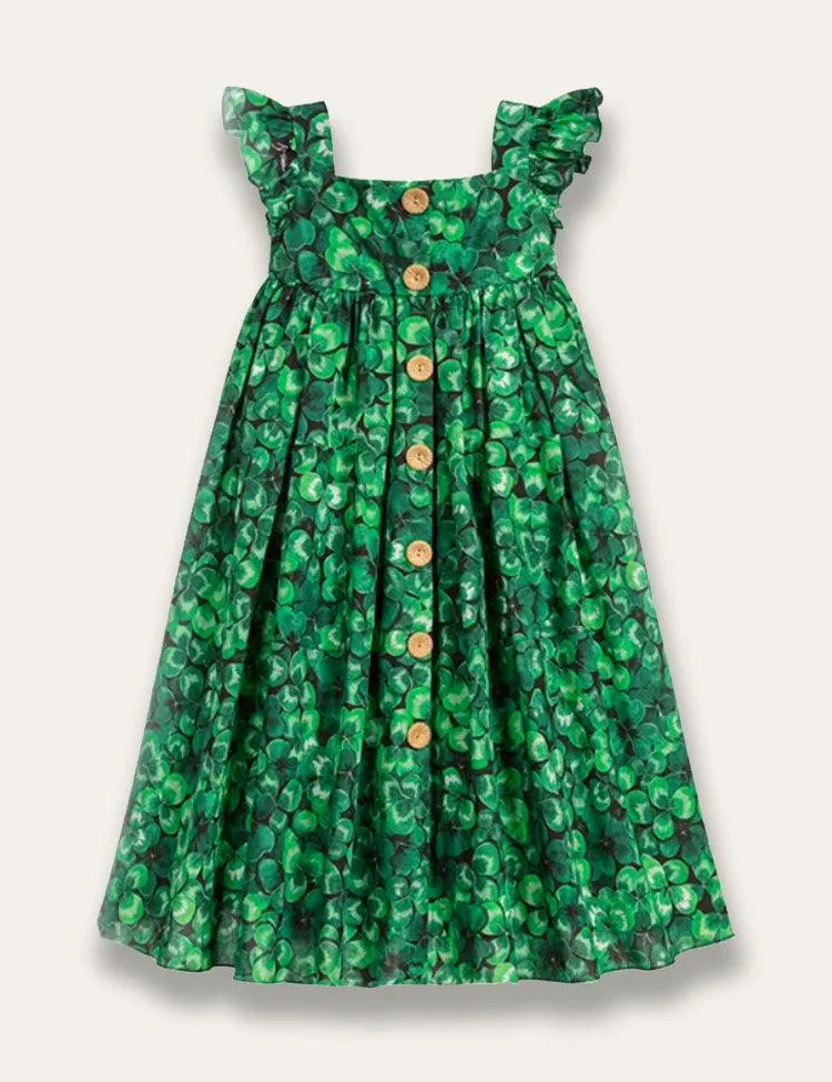 St. Patrick's Day Four-leaf Clover Print Dress