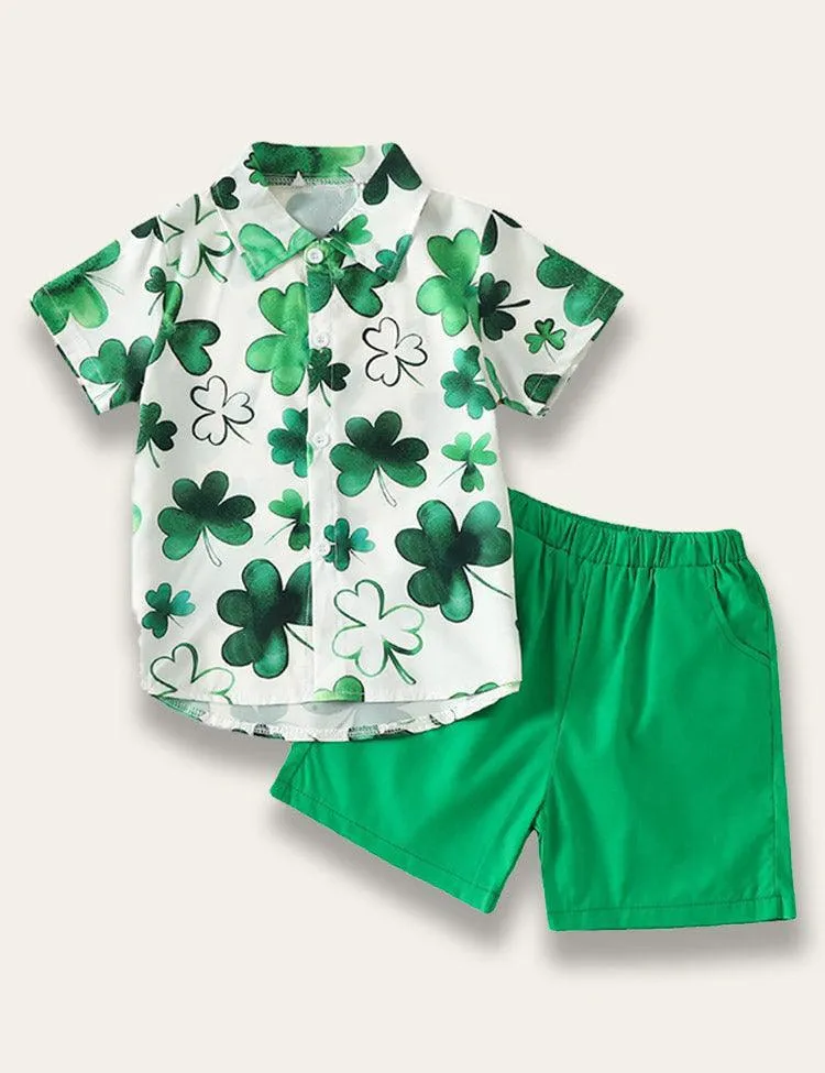 St. Patrick's Day Four Leaf Clover Shirt Set
