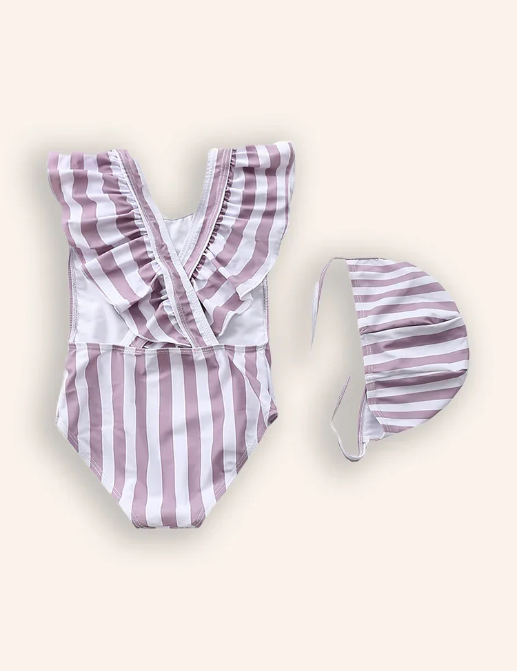 Striped One-piece Swimsuit Set - Image 6