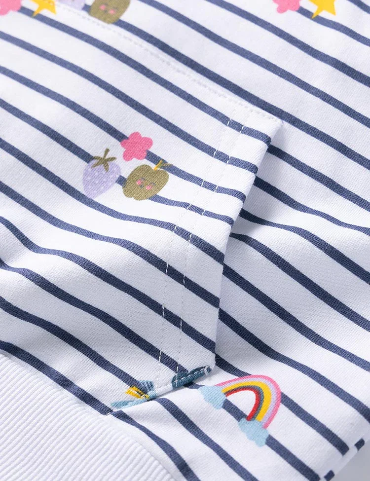 Striped Printed Hooded Short Sleeve T-Shirt - Image 4
