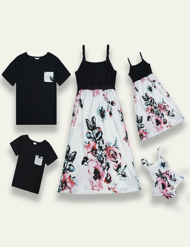 Suspender Printed Family Matching Dress