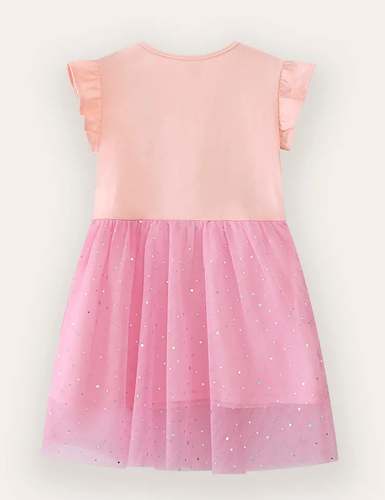 Swan Appliqué Tulle Cotton Dress - Image 2