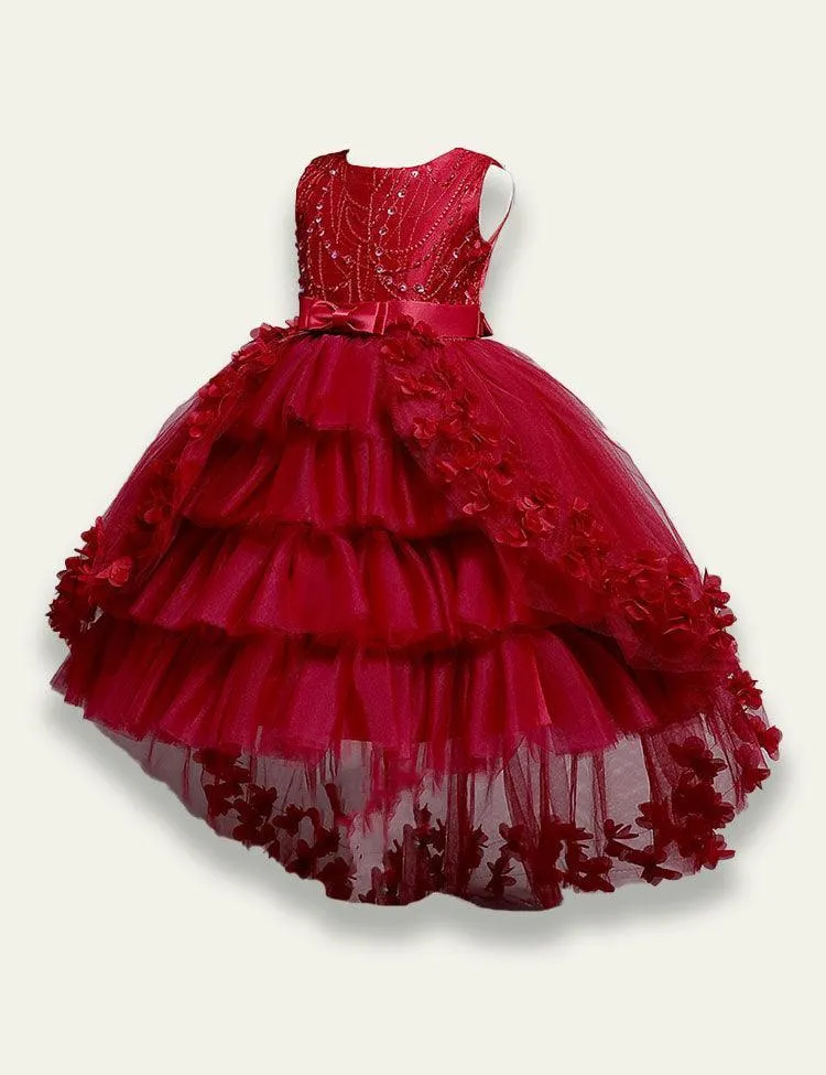 Tail Lace Fluffy Mesh Dress