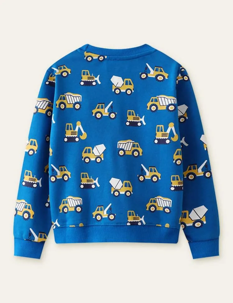 Truck Excavator Full Printed Sweatshirt - Image 2