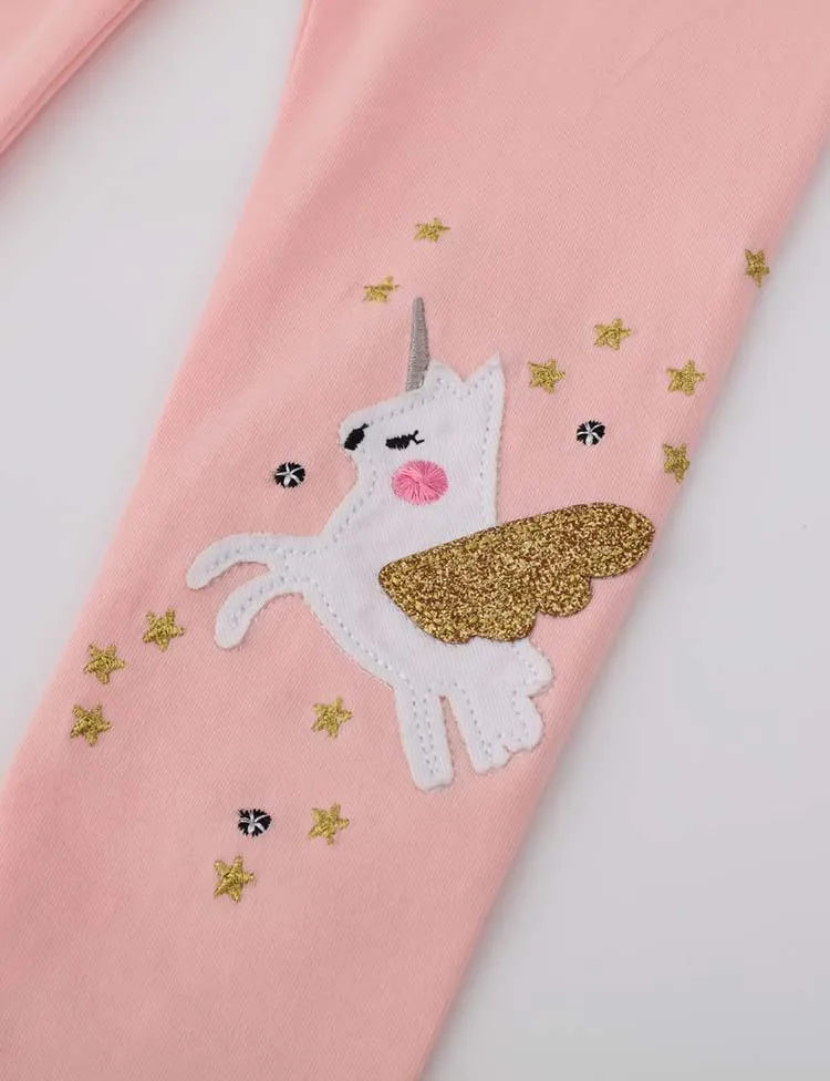 Unicorn Appliqué Embroidered Leggings - Image 3