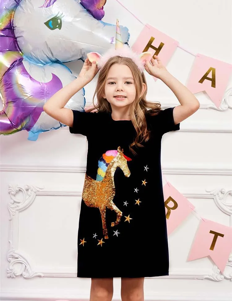 Unicorn Appliqué Star Embroidered Dress - Image 2