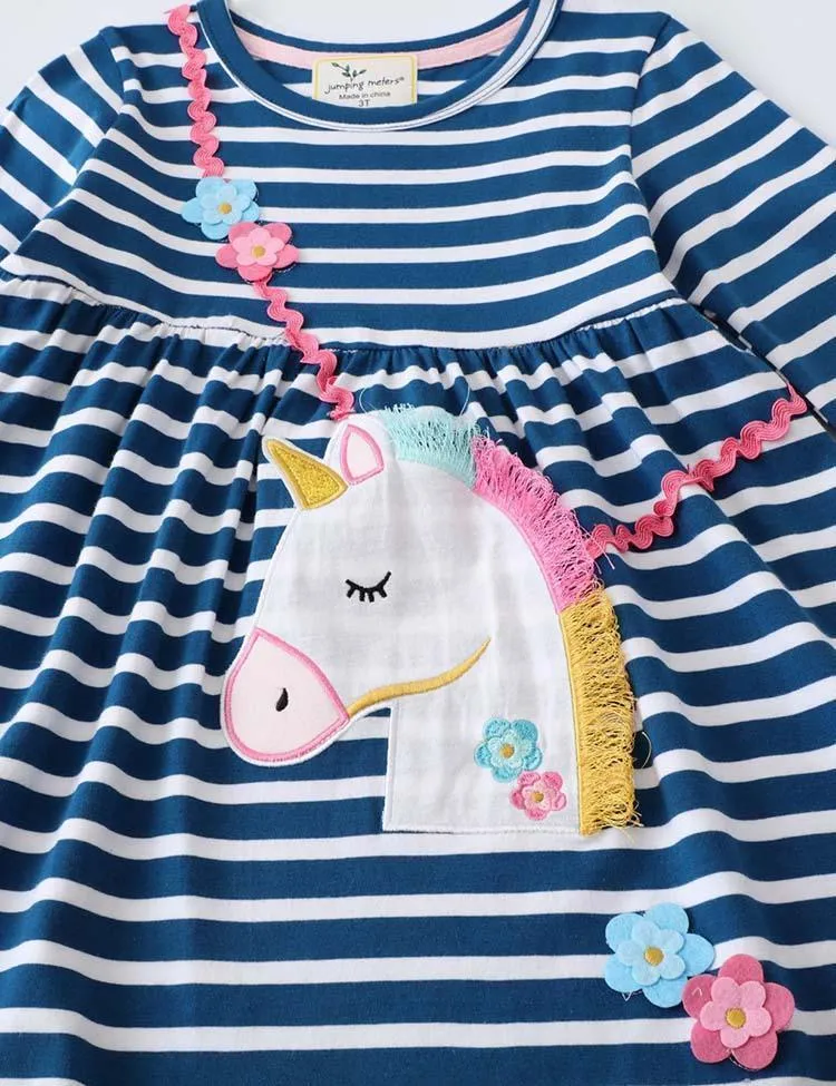 Unicorn Embroidered Long Sleeve Dress - Image 2