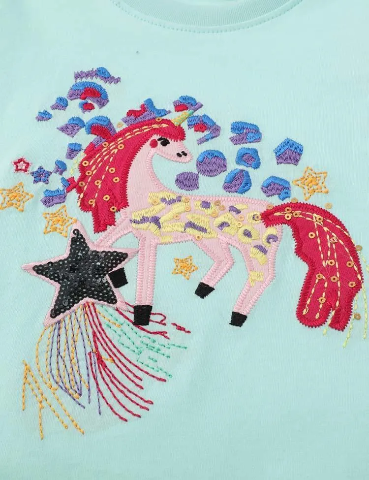 Unicorn Embroidered Long-Sleeved Bottoming Shirt - Image 2