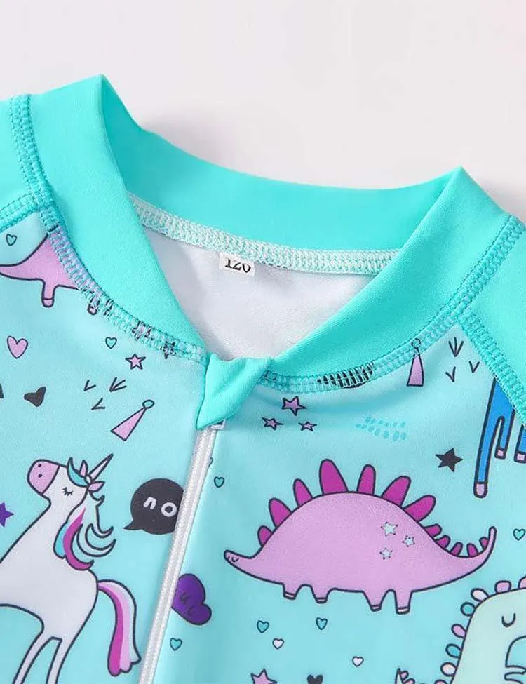 Unicorn Printed Long Sleeve Swimsuit - Image 2