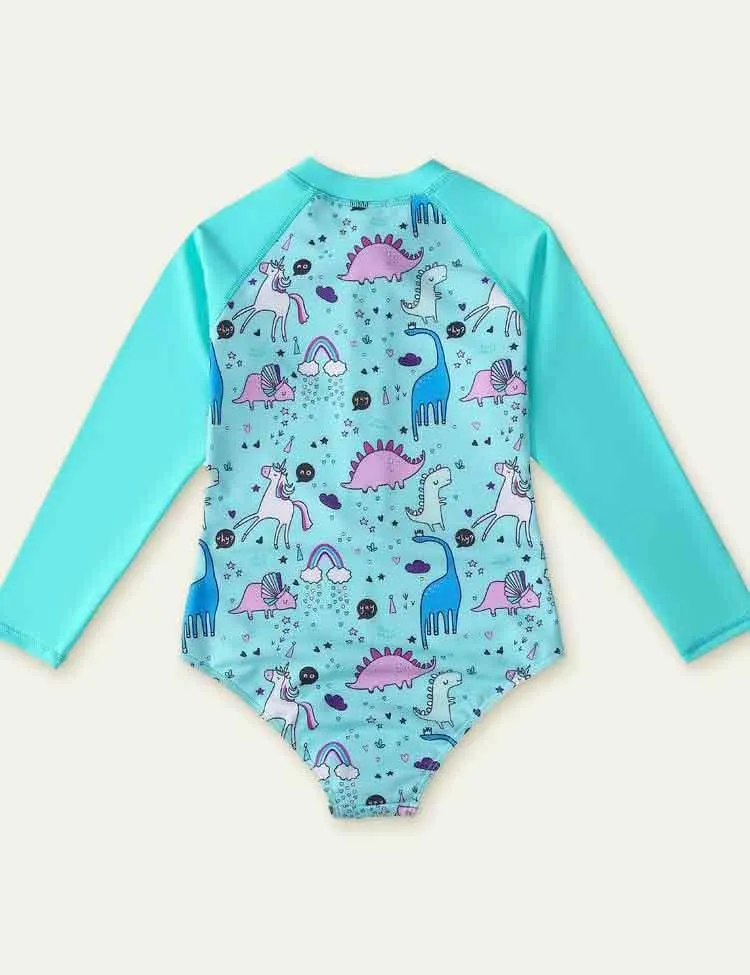 Unicorn Printed Long Sleeve Swimsuit - Image 5