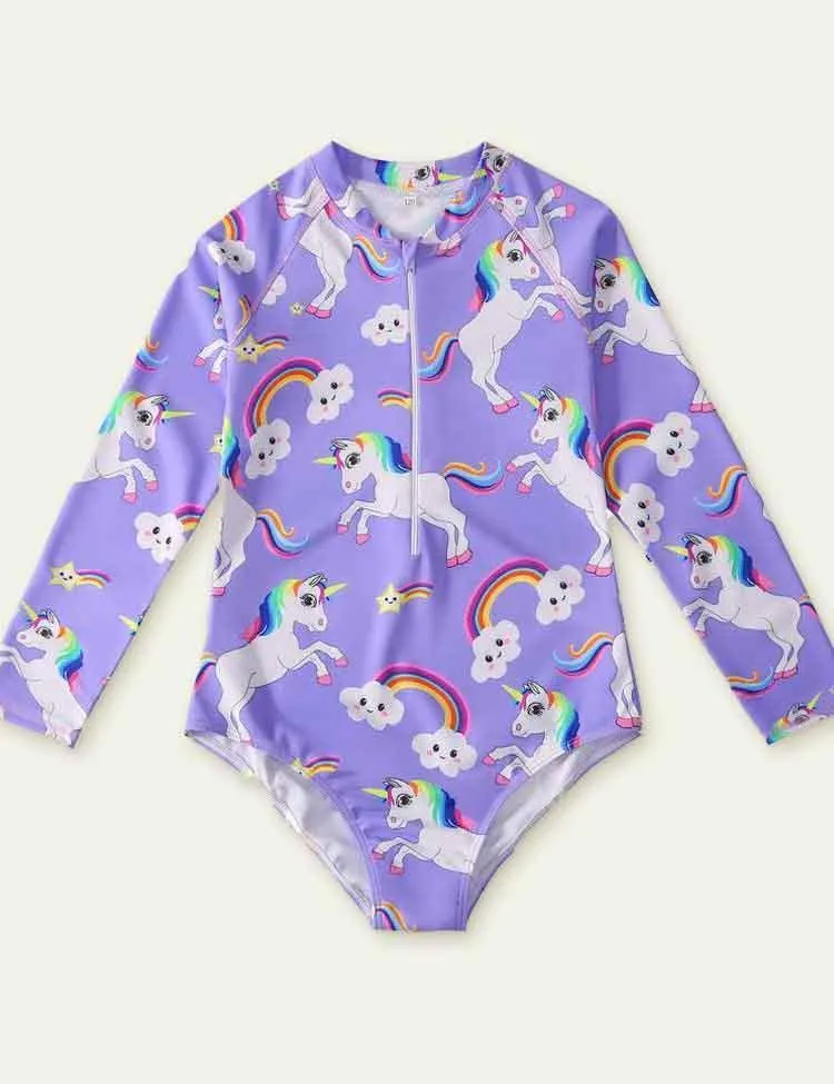 Unicorn Printed Long Sleeve Swimsuit - Image 6