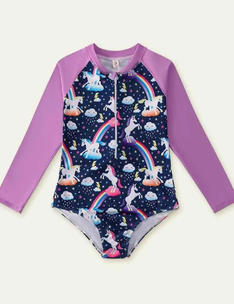 Unicorn Printed Long Sleeve Swimsuit - Image 7