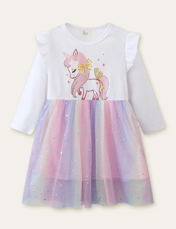 Unicorn Printed Mesh Dress