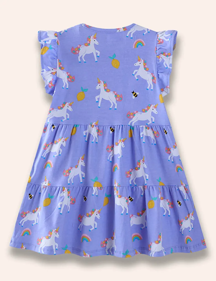 Unicorn Printed Ruffled Dress - Image 3