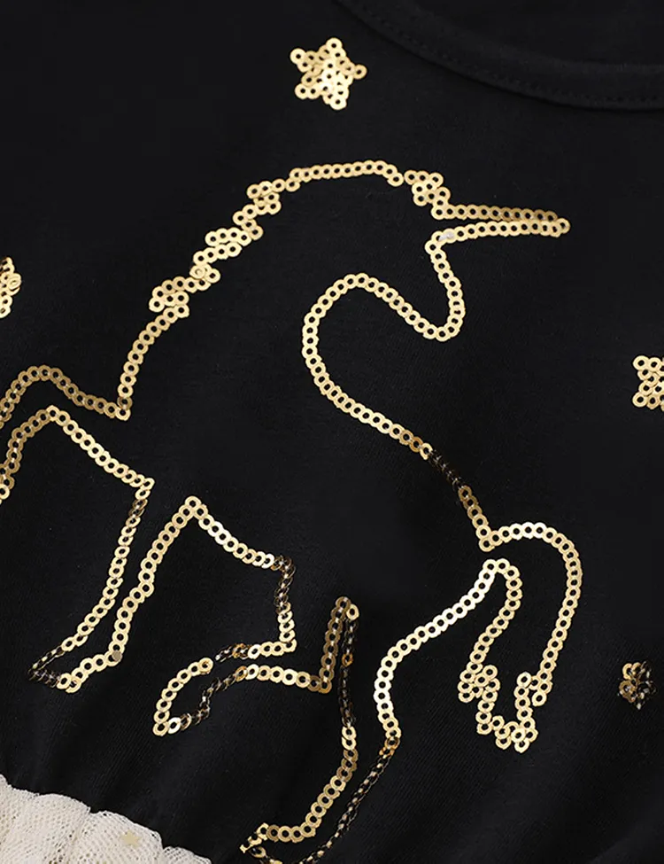 Unicorn Sequined Embroidered Mesh Dress - Image 3