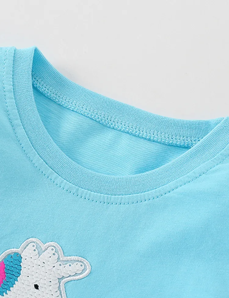 Unicorn Sequins Embroidered Long Sleeve T-shirt - Image 2